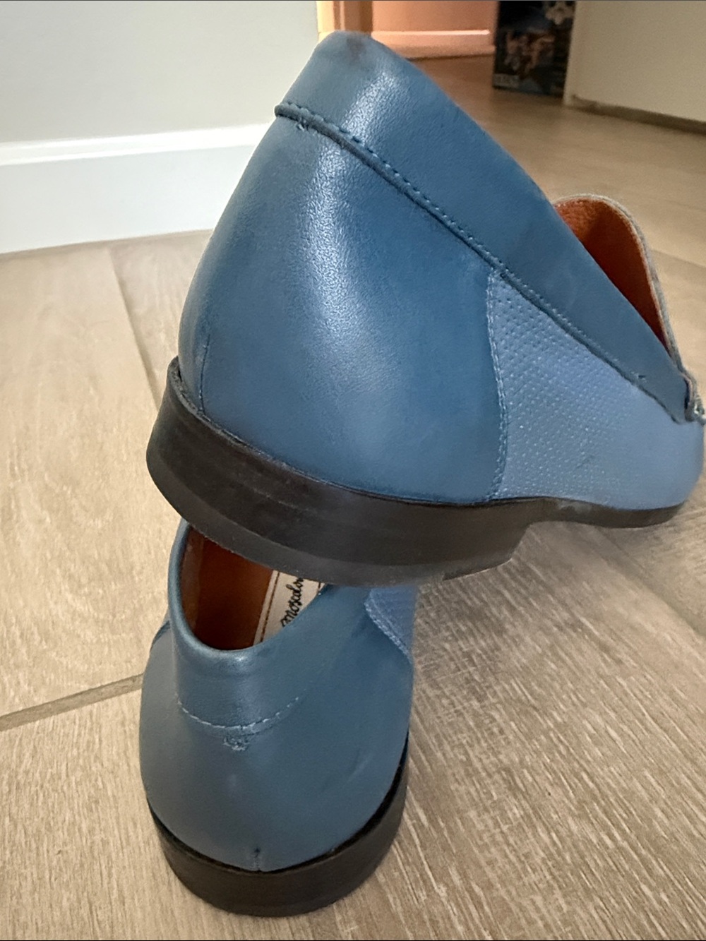Sandro Moscoloni Blue Leather Slip-On Moccasins - Picture 4 of 11